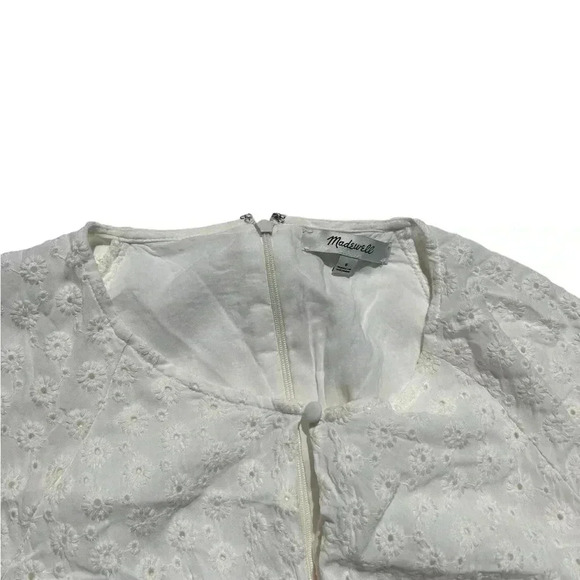 Madewell Dress 6 Cottage Core Embroidered Eyelet Sash Belt Keyhole Puff Slv Line - Picture 8 of 15